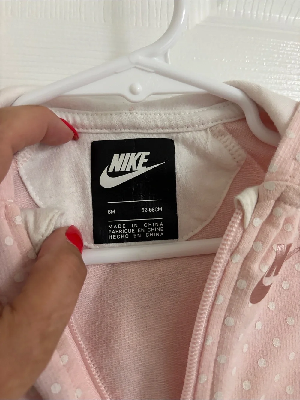 Nike Baby Pink Polka-Dot Hooded One-Piece